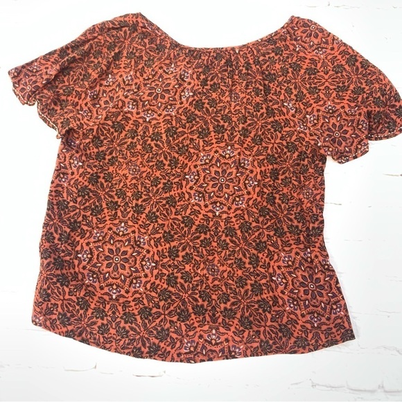 American Eagle Floral Paisley Boho Blouse Tie Front Top embellished size Small - Picture 5 of 8